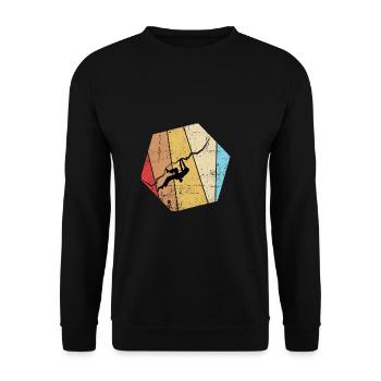 Vintage Bouldern Boulderer Klettern Kletterer - Unisex Pullover - Schwarz - Vorne - Alina (178cm) & Michal (187cm)