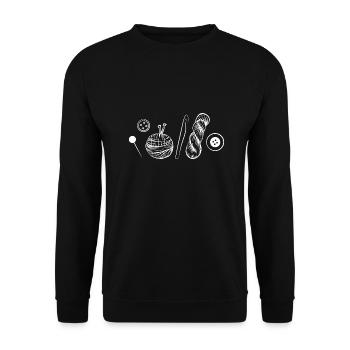 Knitting utensils hand drawn - Unisex Sweatshirt - black - Front - Alina (178cm) & Michal (187cm)