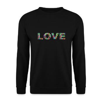 LOVE Zotteliges Fell Bunt - Unisex Pullover - Schwarz - Vorne - Alina (178cm) & Michal (187cm)