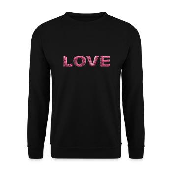 LOVE - Zotteliges Fell Pink - Unisex Pullover - Schwarz - Vorne - Alina (178cm) & Michal (187cm)