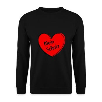 rotes Herz rot Valentinstag Geschenke - Unisex Pullover - Schwarz - Vorne - Alina (178cm) & Michal (187cm)