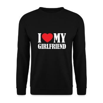 Ich liebe meine Freundin Valentinstag Paar Liebe - Unisex Pullover - Schwarz - Vorne - Alina (178cm) & Michal (187cm)