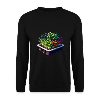 Microgreens Agriculture Vegan Sprouts - Unisex Sweatshirt - black - Front - Alina (178cm) & Michal (187cm)
