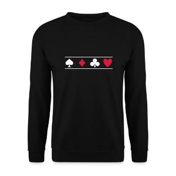 Symboles du jeu de cartes Pique, Carreau, Trèfle, Coeur en blanc - Sweat-shirt Unisexe - noir - Devant - Alina (178cm) & Michal (187cm)