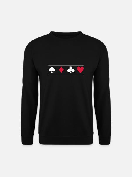 Kartenspielsymbole Pik, Karo, Kreuz, Herz in weiß - Unisex Pullover - Schwarz