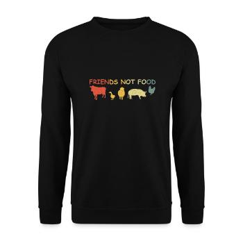 Friends not Food Vintage Retro - Unisex Pullover - Schwarz - Vorne - Alina (178cm) & Michal (187cm)