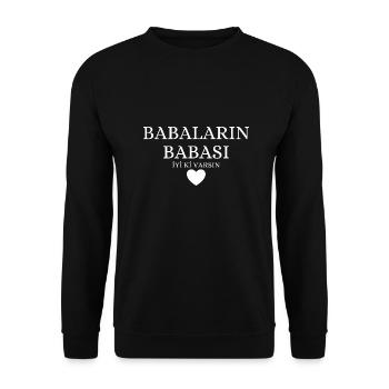 Baba Hediyelik Babalar Günü Hediyesi Geschenkidee - Unisex Pullover - Schwarz - Vorne - Alina (178cm) & Michal (187cm)