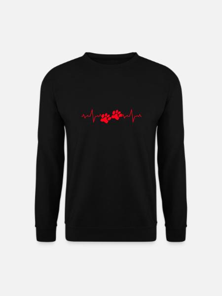 Herzschlag Pfote Liebe Gassi Hund - Unisex Pullover - Schwarz