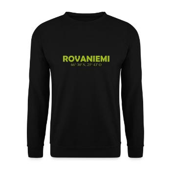 Rovaniemi - Finland - Coordinates - Longitude - Unisex Sweatshirt - black - Front - Alina (178cm) & Michal (187cm)