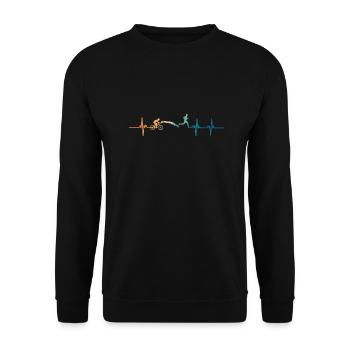 Triathlon-Herzschlag - Unisex Pullover - Schwarz - Vorne - Alina (178cm) & Michal (187cm)