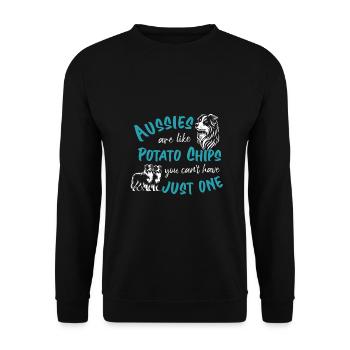 Aussies are like Potato Chips - turquoise - Unisex Sweatshirt - black - Front - Alina (178cm) & Michal (187cm)