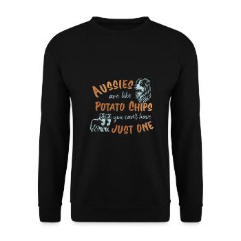 Aussies are like Potato Chips - gold - Unisex Sweatshirt - black - Front - Alina (178cm) & Michal (187cm)