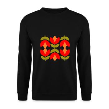 70s Flower Pattern Retro Hippie Flowers Power - Unisex Sweatshirt - black - Front - Alina (178cm) & Michal (187cm)