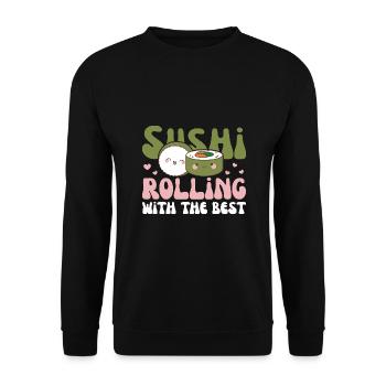sushi rouler avec le meilleur Kawaii Sushi - Sweat-shirt Unisexe - noir - Devant - Alina (178cm) & Michal (187cm)