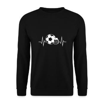 Football and beer heartbeat pulse motif - Unisex Sweatshirt - black - Front - Alina (178cm) & Michal (187cm)