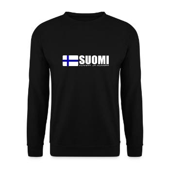 Finnland Ruhm und ehre Krieg Flagge - Unisex Pullover - Schwarz - Vorne - Alina (178cm) & Michal (187cm)