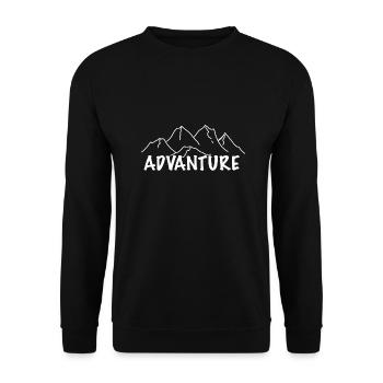 Advanture Erlebnis mit Berge Zelten - Unisex Pullover - Schwarz - Vorne - Alina (178cm) & Michal (187cm)