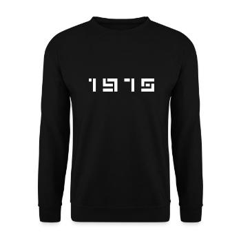 Geburtsjahr Geburtstag Born In - Made in 1975 - Unisex Pullover - Schwarz - Vorne - Alina (178cm) & Michal (187cm)