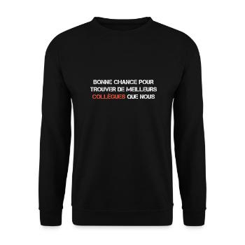 Man Humor Co-worker Departure Gift - Unisex Sweatshirt - black - Front - Alina (178cm) & Michal (187cm)