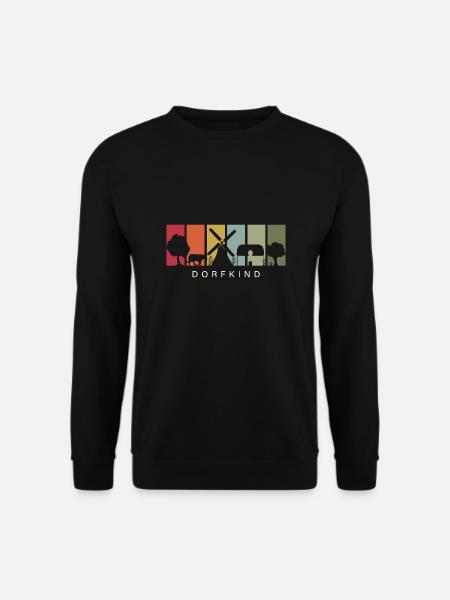 vintage retro Dorfkind Dorf Spruch - Unisex Pullover - Schwarz