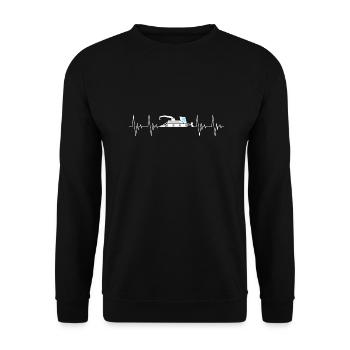 Pistenraupe Herzschlag Pisten Fahrzeug ausgefüllt - Unisex Pullover - Schwarz - Vorne - Alina (178cm) & Michal (187cm)