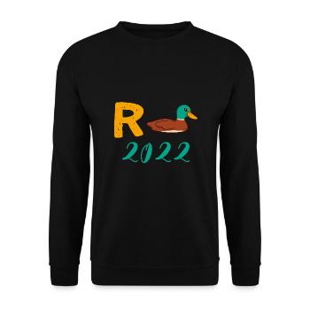 Rente Ente 2022 Ruhestand Pension Rentner Oma Fun - Unisex Pullover - Schwarz - Vorne - Alina (178cm) & Michal (187cm)