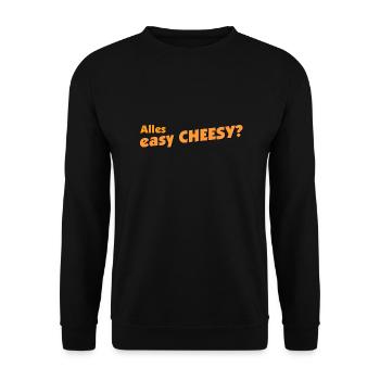 easy cheesy - alles Okay - Unisex Pullover - Schwarz - Vorne - Alina (178cm) & Michal (187cm)