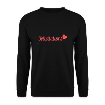 CONGRATULATIONS. WELL DONE. BIRTH. ANNIVERSARY. Ferry - Unisex Sweatshirt - black - Front - Alina (178cm) & Michal (187cm)