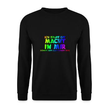 Ich spüre die Macht in mir | könnte hunger sein - Unisex Pullover - Schwarz - Vorne - Alina (178cm) & Michal (187cm)