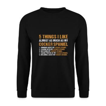 Chien 5 choses que j’aime presque autant que mon Corgi - Sweat-shirt Unisexe - noir - Devant - Alina (178cm) & Michal (187cm)