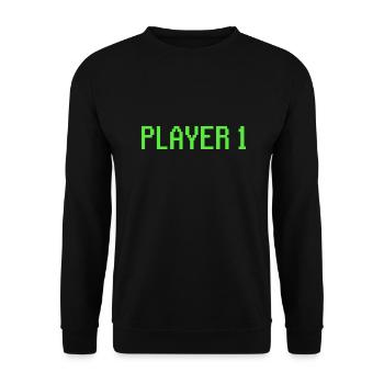 Joueur 1 Joueur de Pixel Art - Sweat-shirt Unisexe - noir - Devant - Alina (178cm) & Michal (187cm)