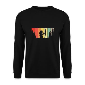 Archer forest retro motif - Unisex Sweatshirt - black - Front - Alina (178cm) & Michal (187cm)