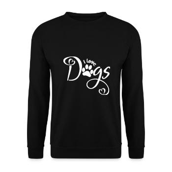 I Love Dogs Hunde Pfoten Hundeliebe Mit Herz Hunde - Unisex Pullover - Schwarz - Vorne - Alina (178cm) & Michal (187cm)