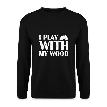 Charpentier Je joue avec mon travail du bois - Sweat-shirt Unisexe - noir - Devant - Alina (178cm) & Michal (187cm)