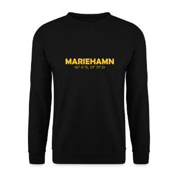 Mariehamn - Finland - Coordinates - Longitude - Unisex Sweatshirt - black - Front - Alina (178cm) & Michal (187cm)