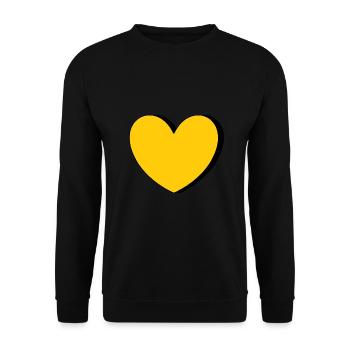 gelbes Herz gelb - Unisex Pullover - Schwarz - Vorne - Alina (178cm) & Michal (187cm)
