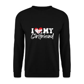 Ich liebe meine Freundin Ich liebe meine Freundin Valentinstag - Unisex Pullover - Schwarz - Vorne - Alina (178cm) & Michal (187cm)