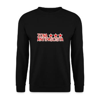 zone zona antifascista sterne antifascist - Unisex Pullover - Schwarz - Vorne - Alina (178cm) & Michal (187cm)