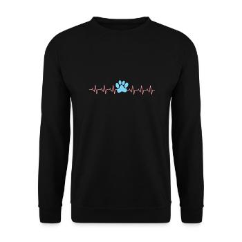 Pfote Herzschlag Hunde Hund Katze Haustier - Unisex Pullover - Schwarz - Vorne - Alina (178cm) & Michal (187cm)