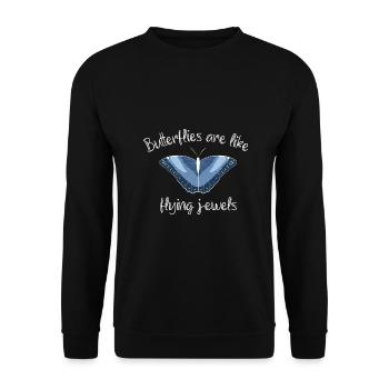 BUTTERFLIES ARE LIKE FLYING JEWELS - Unisex Pullover - Schwarz - Vorne - Alina (178cm) & Michal (187cm)