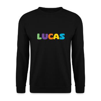 Name - Lucas - Unisex Pullover - Schwarz - Vorne - Alina (178cm) & Michal (187cm)