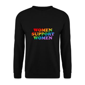 Frauen unterstützen Frauen Regenbogen - Unisex Pullover - Schwarz - Vorne - Alina (178cm) & Michal (187cm)