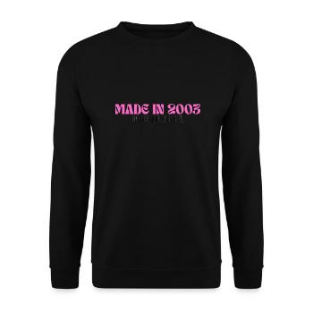 Made in 2003 - Perfektion seit Tag 1 - Unisex Pullover - Schwarz - Vorne - Alina (178cm) & Michal (187cm)