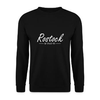 Koordinaten Rostock Norddeutschland Motiv - Unisex Pullover - Schwarz - Vorne - Alina (178cm) & Michal (187cm)