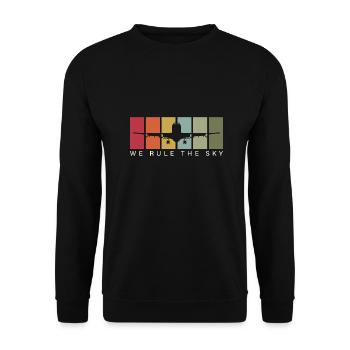 We dominate the sky air traffic controller vintage - Unisex Sweatshirt - black - Front - Alina (178cm) & Michal (187cm)