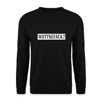 Wottsefack WTF - Unisex Pullover - Schwarz - Vorne - Alina (178cm) & Michal (187cm)