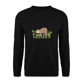 Sloth Chillin - Unisex Sweatshirt - black - Front - Alina (178cm) & Michal (187cm)