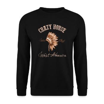 Crazy Horse West America - Sweat-shirt Unisexe - noir - Devant - Alina (178cm) & Michal (187cm)