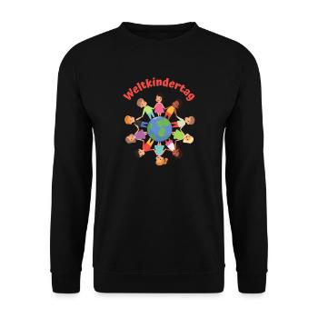 Weltkindertag - Unisex Pullover - Schwarz - Vorne - Alina (178cm) & Michal (187cm)