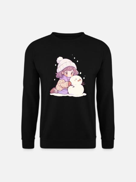 Cute Christmas Snowman Girl Winter Design - Unisex Sweatshirt - black